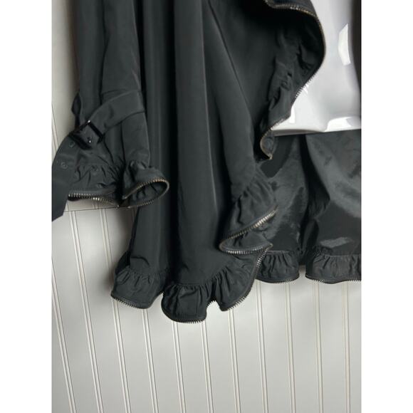 ETCETERA Ruffled Zipper  Tunic Black Raincoat Full Zip Belted 10 fall spring - Picture 11 of 13